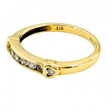 9ct gold Cubic Zirconia half eternity Ring size L